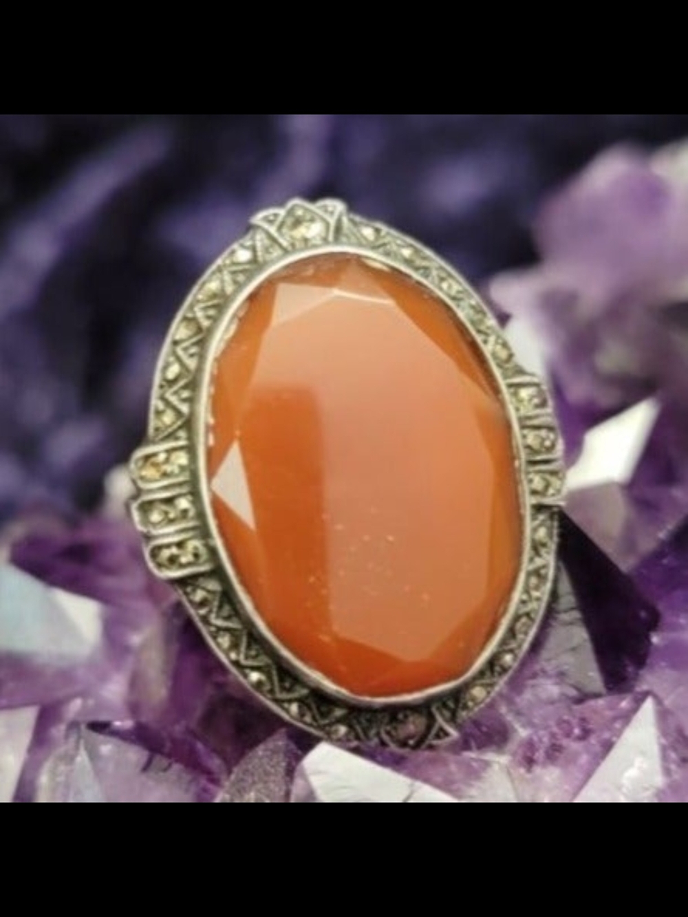 Vintage Carnelian Marcasite Ring